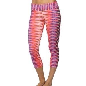 Prana Roxanne Leggings Capri Orange Pixel Pink Women’s Small Mid Rise
